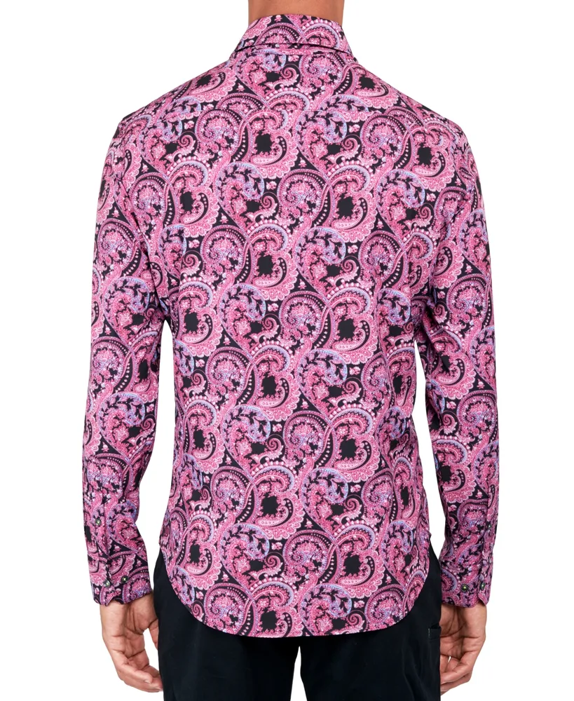 Society of Threads Men's Regular-Fit Non-Iron Performance Stretch Paisley Button-Down Shirt