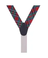 Trafalgar Men's Nicholas Tartan Plaid Button End Silk Suspenders