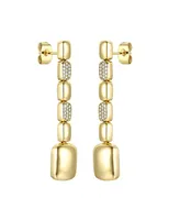 Genevive 14k Yellow Gold Plated Sterling Silver with Cubic Zirconia Rectangle Link Linear Dangle Earrings