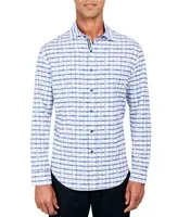 Society Of Threads Men's Regular-Fit Non-Iron Performance Stretch Floral Grid-Print Button-Down Shirt