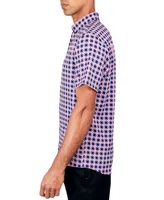 Society of Threads Men's Regular-Fit Non-Iron Performance Stretch Linked Circle-Print Button-Down Shirt