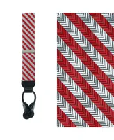 Trafalgar Men's The Griswold Striped Herringbone Silk Button End Suspenders