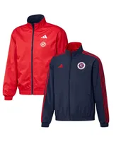 Men's adidas Navy and Red New England Revolution 2023 On-Field Anthem Full-Zip Reversible Team Jacket