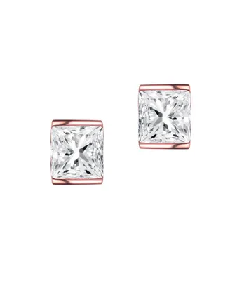 Genevive Sterling Silver Clear Cubic Zirconia Stud Earrings