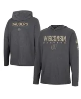Men's Colosseum Charcoal Wisconsin Badgers Team Oht Military-Inspired Appreciation Hoodie Long Sleeve T-shirt