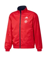 Men's adidas Navy and Red New England Revolution 2023 On-Field Anthem Full-Zip Reversible Team Jacket