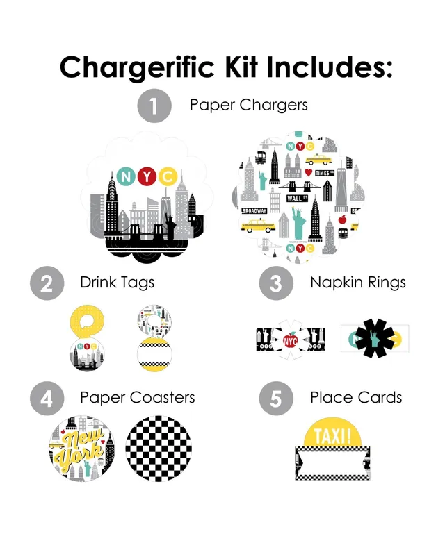 Big Dot of Happiness Las Vegas - Casino Party Paper Charger & Table Decorations Chargerific Kit for 8