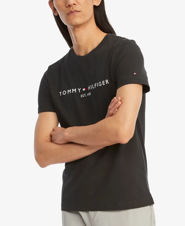 | Logo Hilfiger Mall Crewneck Men\'s Tommy Embroidered T-Shirt Slim-Fit Hawthorn