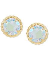 Children's Cubic Zirconia Beaded Frame Stud Earrings 14k Gold