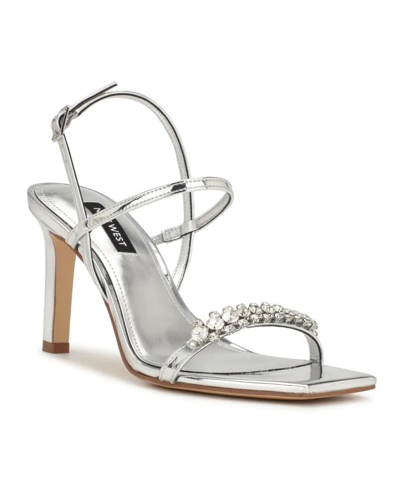 Nine West Women's Oreece Square Toe Embellished Dress Sandals