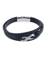 Trafalgar Infinity Triple Band Secure Clasp Leather Bracelet