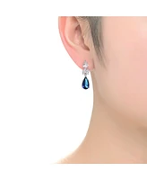 Radiant White Gold Plated Drop Earrings Sterling Silver with Pear Shape and Oval Cubic Zirconia