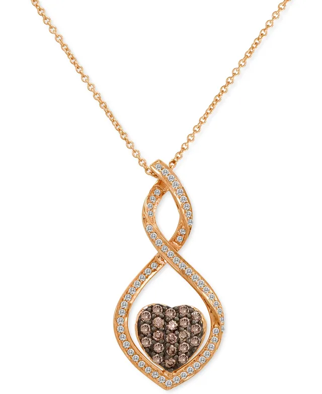 18K Champagne/Chocolate Diamond Drop Necklace 2.56ctw - LL Pavorsky