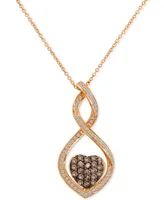 Le Vian Chocolate Diamond (1/3 ct. t.w.) & Vanilla Diamond (1/4 ct. t.w.) Heart Swirl 18" Pendant Necklace in 14k Rose Gold