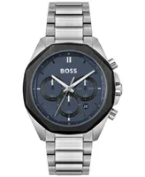 Hugo Boss Men's Cloud Quartz Chronograph Silver-Tone Stainless Steel Watch 43mm - Silver