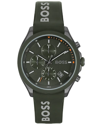 Hugo Boss Men's Velocity Quartz Fashion Chronograph Green Silicone Strap Watch 44mm