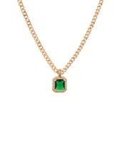 Ettika Emerald Stone Pendant 18K Gold Plated Link Necklace