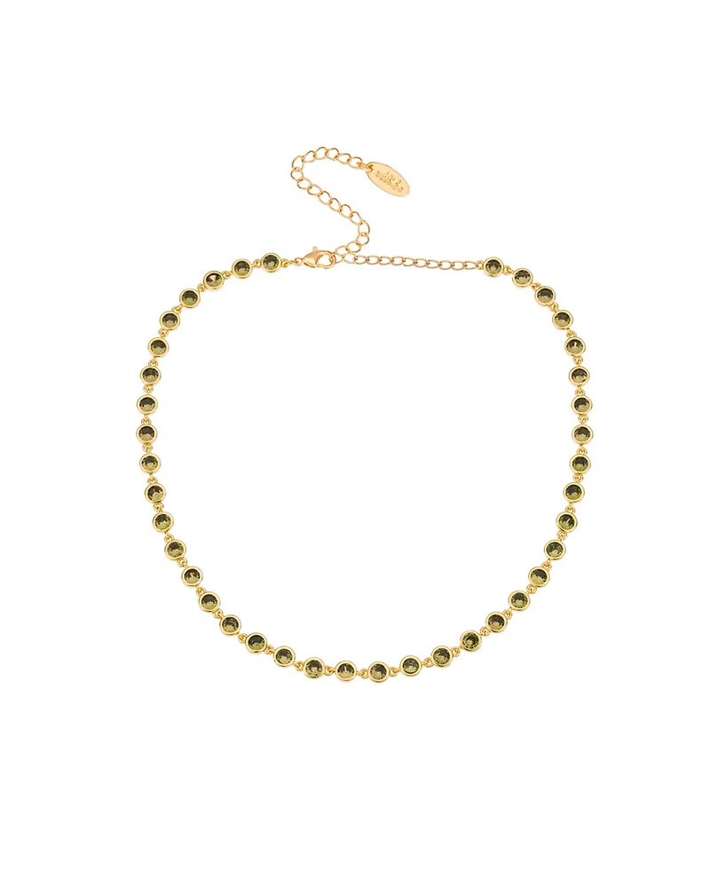 Ettika Cubic Zirconia Disc and 18K Gold Plated Link Necklace