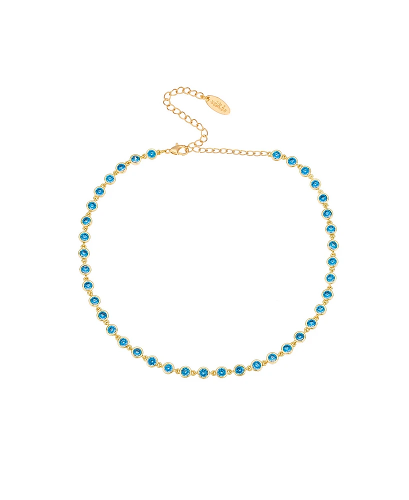 Ettika Cubic Zirconia Disc and 18K Gold Plated Link Necklace