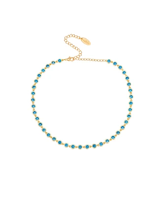 Ettika Cubic Zirconia Disc and 18K Gold Plated Link Necklace