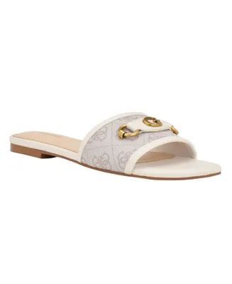 Guess Women's Hammi One Band with Logo and Hardware Flat Sandals