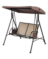 Costway 2 Seat Patio Porch Swing with Adjustable Canopy Storage Pockets