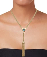 Citrine (1-3/4 ct. t.w.) & White Topaz (7/8 Tassel 18" Lariat Necklace 14k Gold-Plated Sterling Silver (Also Swiss Blue Topaz)