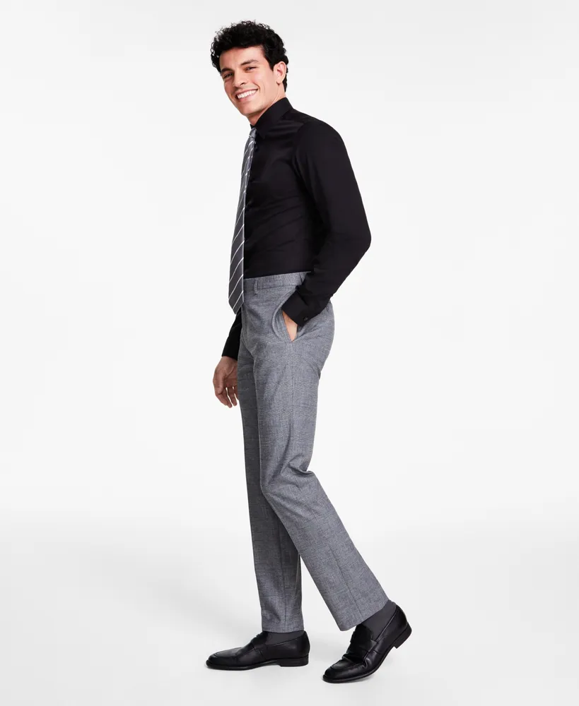 Calvin Klein Men's Slim-fit Stretch Blue/charcoal Birdseye Suit Pants In  Navy | ModeSens