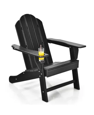 Costway Patio Adirondack Chair Weather Resistant Garden Deck W/Cup Holder