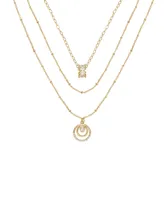 Ettika Circles of Cubic Zirconia Dainty Layered 18K Gold Plated Necklace Set