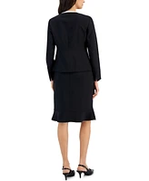 Le Suit Women's Framed Collarless Jacket & Flounce-Hem Skirt, Regular Petite