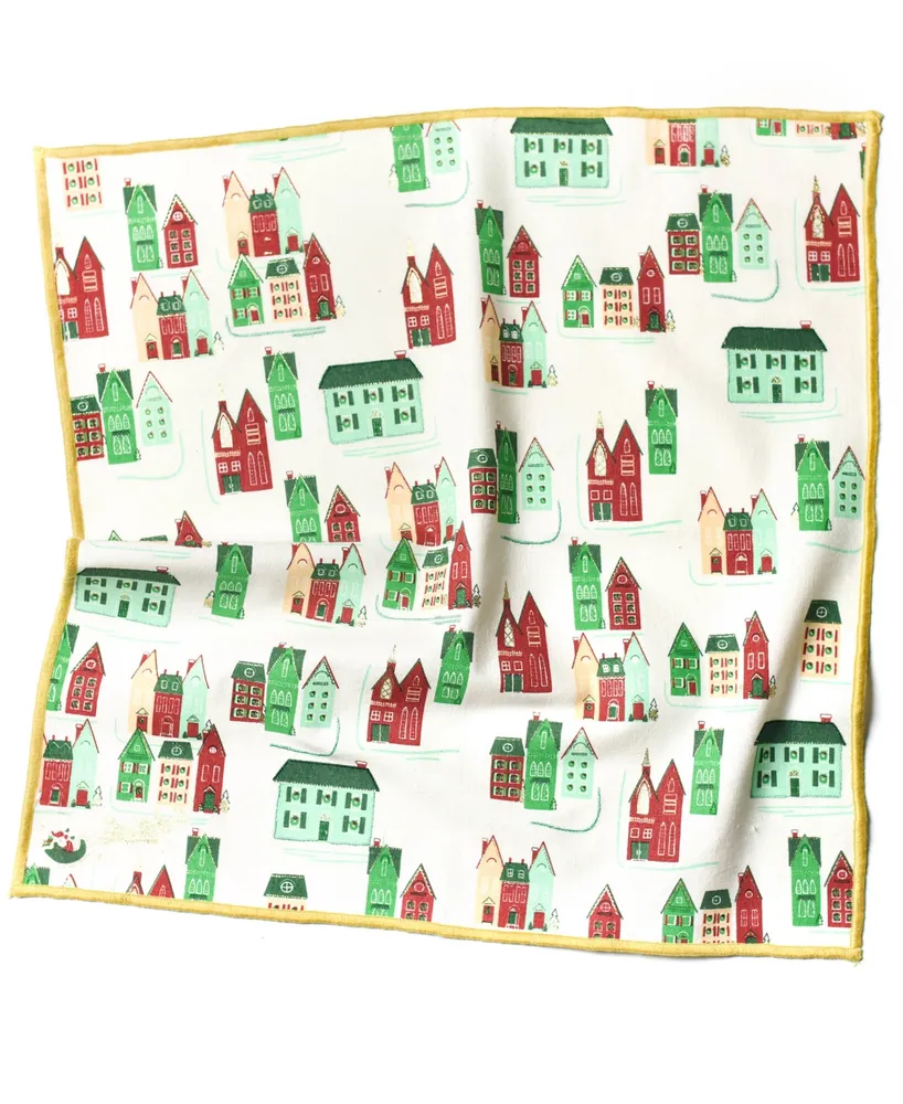 Coton Colors by Laura Johnson Flying Santa Napkin Set/4