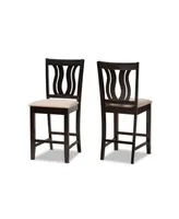 Baxton Studio Fenton Modern and Contemporary Transitional 2-Piece Fabric Upholstered and Finished Wood Counter Stool Set