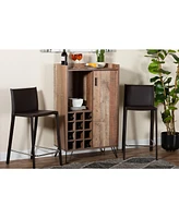 Closeout! Baxton Studio Mathis Modern and Contemporary 46.25" Finished Wood and Finished Metal Wine Storage Cabinet