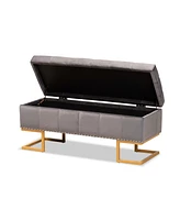 Baxton Studio Ellery Luxe and Glam Velvet Fabric Upholstered Finished Metal Storage Ottoman