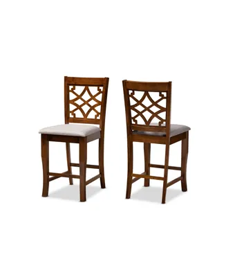 Baxton Studio Nisa Modern and Contemporary 2-Piece Fabric Upholstered and Finished Wood 2-Piece Counter Stool Set