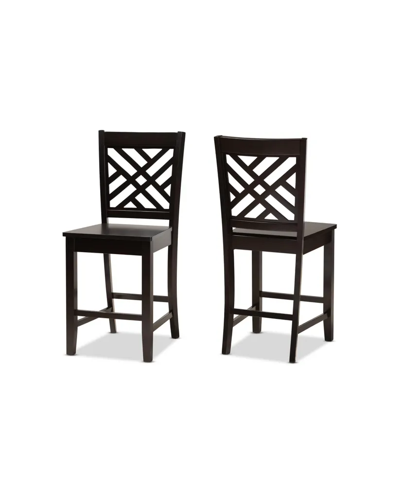 Baxton Studio Caron Modern and Contemporary Transitional 2-Piece Finished Wood Counter Stool Set