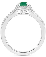 Sapphire (5/8 ct. t.w.) & Diamond (1/4 Oval Halo Split Shank Ring Sterling Silver (Also Ruby Emerald)