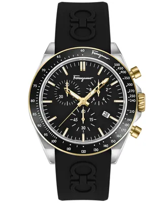Salvatore Ferragamo Men's Swiss Chronograph Urban Black Silicone Strap Watch 43mm