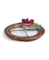 Nambe Cooper 13.75" Wood and Glass Crudite Tray