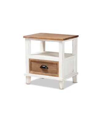 Baxton Studio Glynn Rustic Farmhouse Weathered 20.3" Two-Tone and Finished Wood 1-Drawer Nightstand