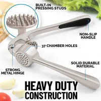 Zulay Kitchen Garlic Press and Peeler Set With Peeler & Brush - Rust Proof & Dishwasher Safe Professional Garlic Mincer Tool
