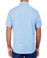 Society of Threads Men's Regular-Fit Non-Iron Performance Stretch Micro Geo-Print Button-Down Shirt