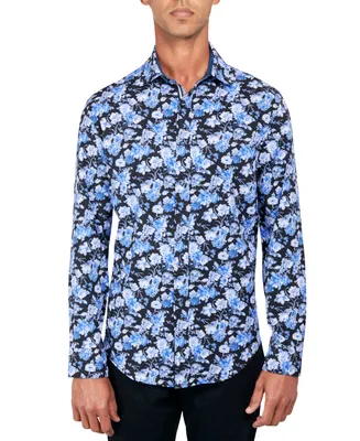 Society of Threads Men's Regular-Fit Non-Iron Performance Stretch Floral-Print Button-Down Shirt