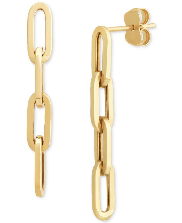 Polished Oval Paperclip Link Drop Earrings in 10k Gold