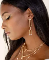 Ettika 18k Gold-Plated Cubic Zirconia Linked Linear Drop Earrings