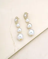 Ettika Graduating Imitation Pearl Earrings in 18K Gold Plating