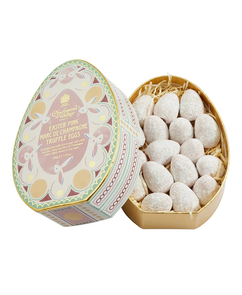 Charbonnel et Walker Pink Marc De Champagne Egg Shaped Truffles in Egg Shaped Box