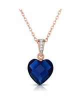 Genevive Sterling Silver Cubic Zirconia Heart shape Necklace