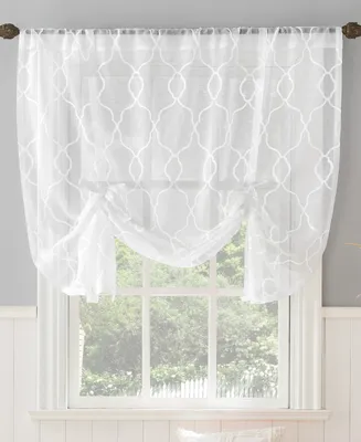 No. 918 Allerton Embroidered Trellis Rod Pocket Window Tie-Up Shade, 52" x 63"